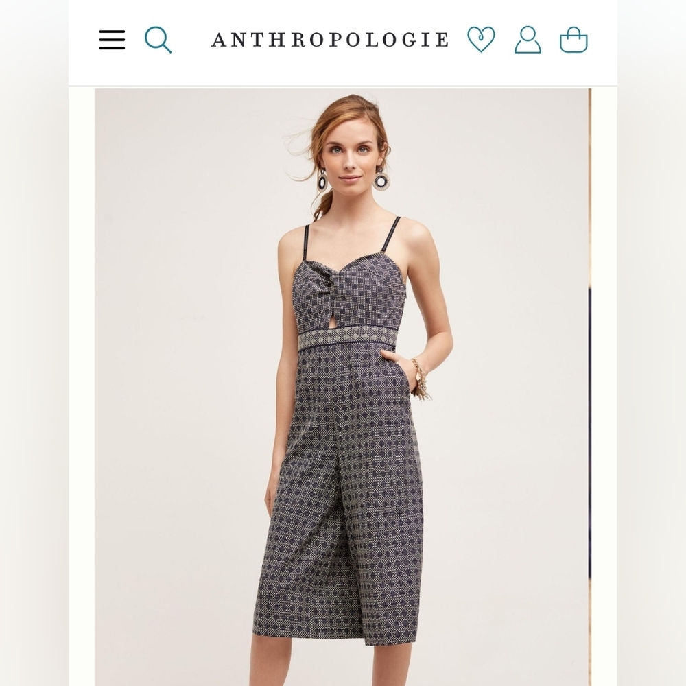 ELEVENSES Remy jumpsuit 8 Anthropoligie coulottes wide leg cropped romper Medium